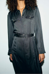 CHERYL SATIN SHIRT DRESS