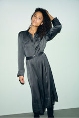 CHERYL SATIN SHIRT DRESS
