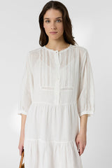 RIANE ECRU SHORT STRAIGHT LACE DRESS
