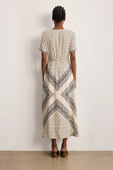 AHLAM PRINTED TWO TONE MAXI DRESS