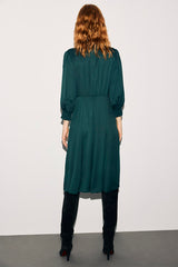 SKY GREEN RHINESTONE BUTTONS FITTED DRESS