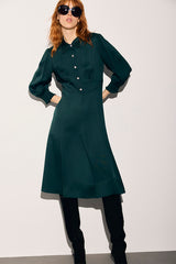 SKY GREEN RHINESTONE BUTTONS FITTED DRESS