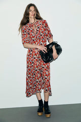 COCO WAISTED FLORAL MIDI DRESS
