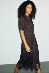 CLOTH COLLAR LACE DRESS