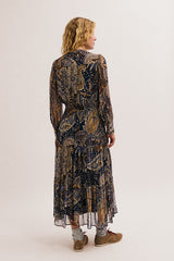 CHARA LONG PRINTED MUSLIN DRESS