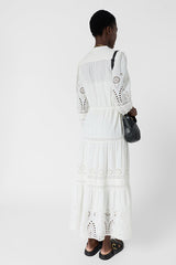 RHONIE ECRU COTTON EMBROIDERY LONG DRESS