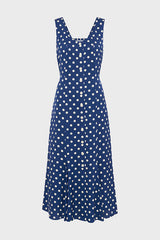 RAVITA SLEEVELESS POLKA DOT MIDI DRESS