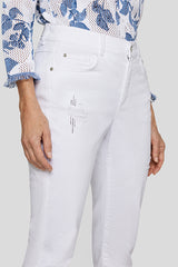 WHITE USED EFFECT RHINESTONE SUNNY JEANS