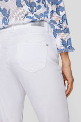 WHITE USED EFFECT RHINESTONE SUNNY JEANS