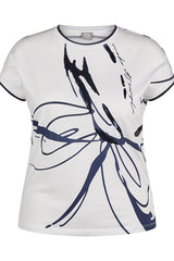 SEQUINNED FLORAL PRINT STRIPED T-SHIRT