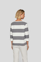 GREY WIDE STRIPED T-SHIRT