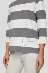 GREY WIDE STRIPED T-SHIRT