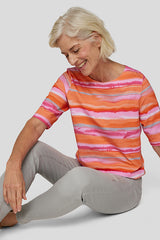 MANDARINE WATERCOLOR STRIPES T-SHIRT