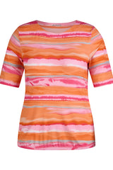 MANDARINE WATERCOLOR STRIPES T-SHIRT