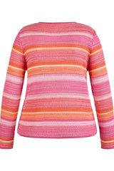 OPENWORK MANDARINE STRIPED SWEATER