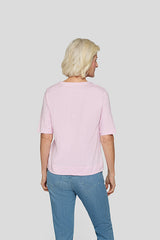 FLORAL PRINT RHINESTONE T-SHIRT