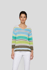 POWDER BLUE MULTICOLOR STRIPED SWEATER