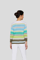 POWDER BLUE MULTICOLOR STRIPED SWEATER