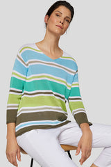 POWDER BLUE MULTICOLOR STRIPED SWEATER