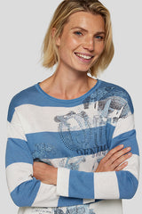 RHINESTONE WIDE STRIPED SWEATER