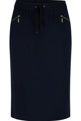 NAVY BASIC ZIPPED SKIRT