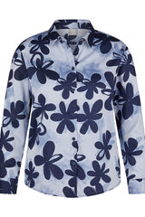 ALLOVER FLORAL PRINT STRIPED SHIRT