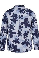 ALLOVER FLORAL PRINT STRIPED SHIRT