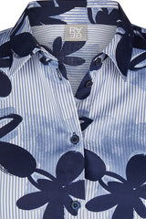 ALLOVER FLORAL PRINT STRIPED SHIRT