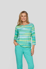 EMERALD WATERCOLOR STRIPE T-SHIRT