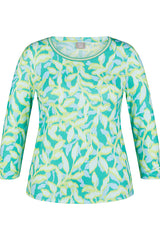 EMERALD LEAF PRINT T-SHIRT