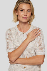 SHORT SLEEVE CROCHET LIKE CARDIGAN