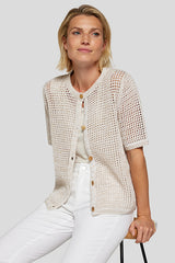 SHORT SLEEVE CROCHET LIKE CARDIGAN