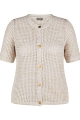 SHORT SLEEVE CROCHET LIKE CARDIGAN
