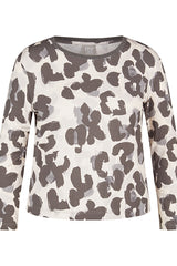 WHITE LEOPARD PRINT PATTERN LONG SLEEVE SHIRT