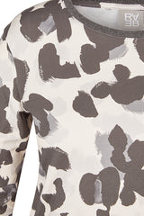 WHITE LEOPARD PRINT PATTERN LONG SLEEVE SHIRT