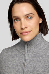 GREY HIGH COLLAR ZIP UP JACKET