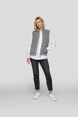 GREEN HIGH COLLAR QUILTED SLEEVELESS VEST