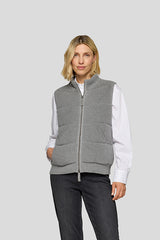 GREEN HIGH COLLAR QUILTED SLEEVELESS VEST
