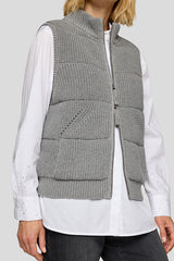 GREEN HIGH COLLAR QUILTED SLEEVELESS VEST