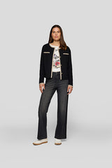 BLACK BUTTON DETAIL JACKET