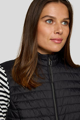 BLACK QUILTED ZIPPER VEST