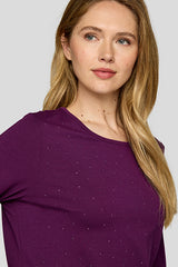PURPLE CASUAL ROUND NECKLINE LONG SLEEVE SHIRT
