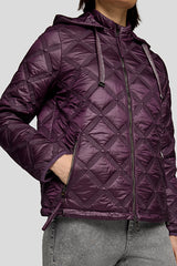PURPLE QUILTED HOODED JACKET