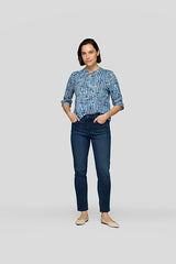 BLUE WHITE ABSTRACT PRINT SHIRT