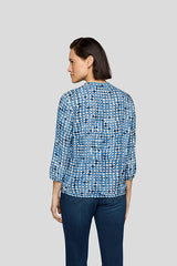 BLUE WHITE ABSTRACT PRINT SHIRT