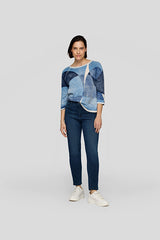 BLUE ABSTRACT PATTERNED SHIRT