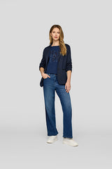 BLUE ABSTRACT FRONT DESIGN LONG SLEEVE SHIRT