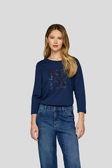 BLUE ABSTRACT FRONT DESIGN LONG SLEEVE SHIRT