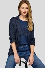 BLUE ABSTRACT FRONT DESIGN LONG SLEEVE SHIRT