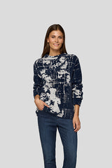 BLUE ABSTRACT PATTERN SWEATER